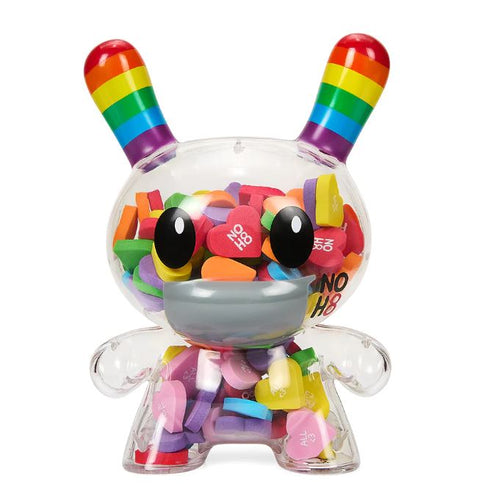 Kidrobot x NOH8 Raibow Clear Shell Filled with Hearts 8inch Dunny