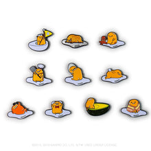 Load image into Gallery viewer, Kidrobot x Sanrio Gudetama Eggstra Lazy Enamel Pins Case
