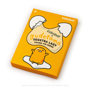 Kidrobot x Sanrio Gudetama Eggstra Lazy Enamel Pins Case