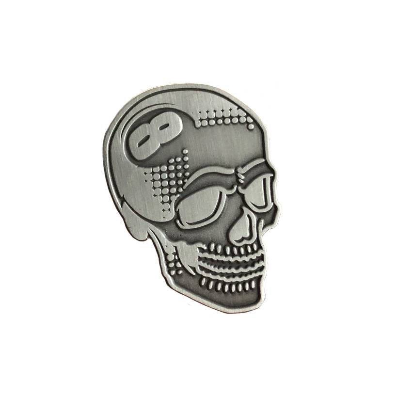 Creamlab Tizieu 8 Ball Skull Antique Silver Enamel Pin